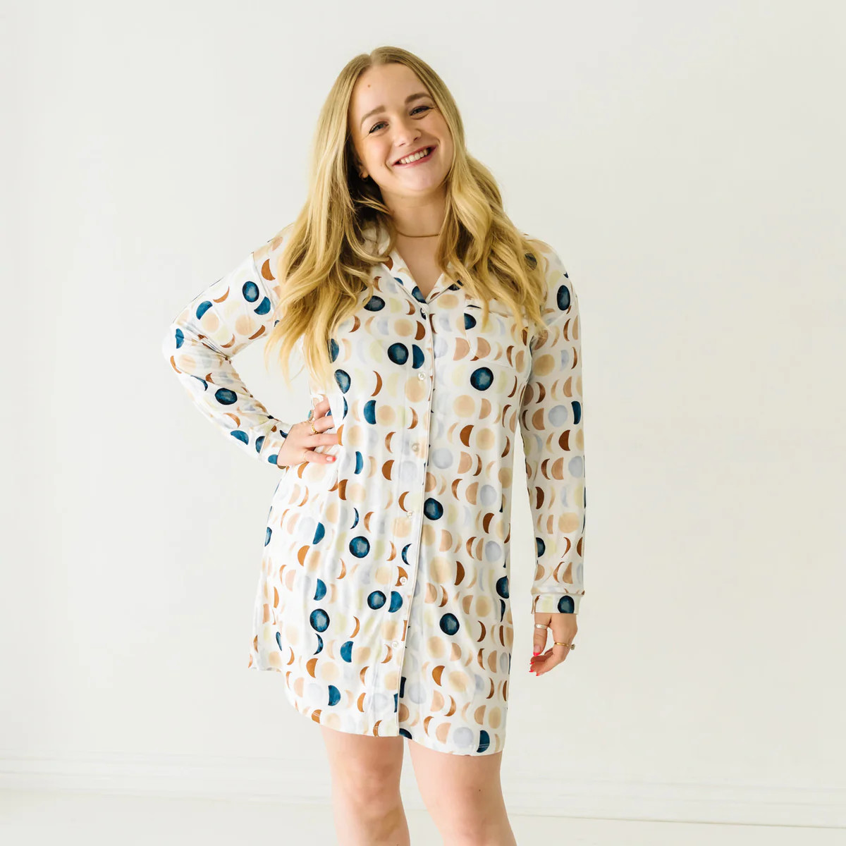 Luna Neutral Women's Long Sleeve Sleep Shirt | Little Sleepies