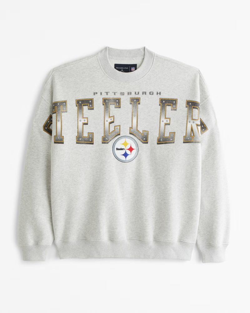 Abercrombie & Fitch Men's Pittsburgh Steelers Graphic Crew Sweatshirt in Light Gray Heather - Size XXXL | Abercrombie & Fitch (US)