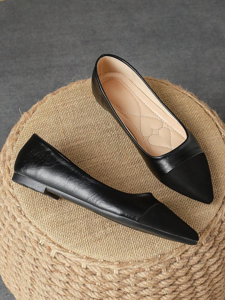 Women's Pointed Toe Flat Shoes, Gray Patchwork With Khaki, Black & White, Olive Green, Red, Comfo... | SHEIN