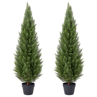 DR.Planzen Artificial Cedar Tree, 3/4/5/6ft Faux Tree with Realistic Trunk, UV Resistant Fake Tree for Porch Patio Indoor & Outdoor Home Décor 2 Pack | Target