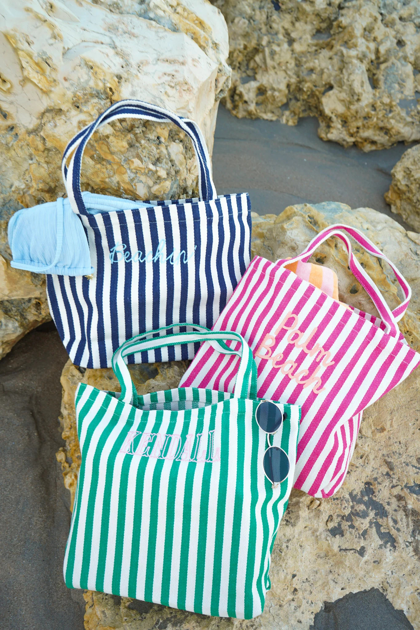 Harbor Canvas Striped Tote | KenzKustomz