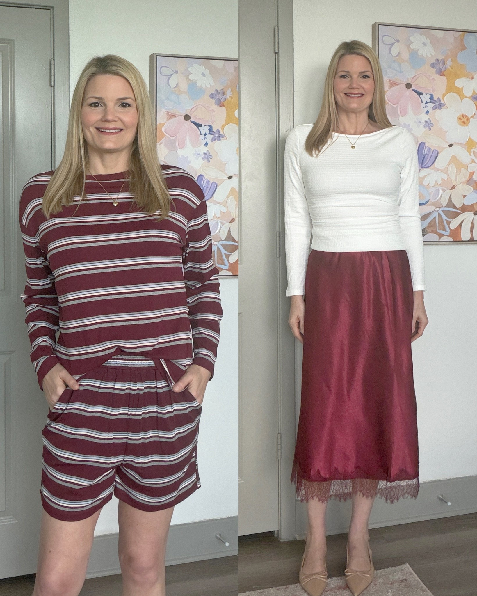 New in from Amazon! Wearing a small in pajamas, satin skirt and white top.

#LTKootd #LTKOver40 #LTKSeasonal