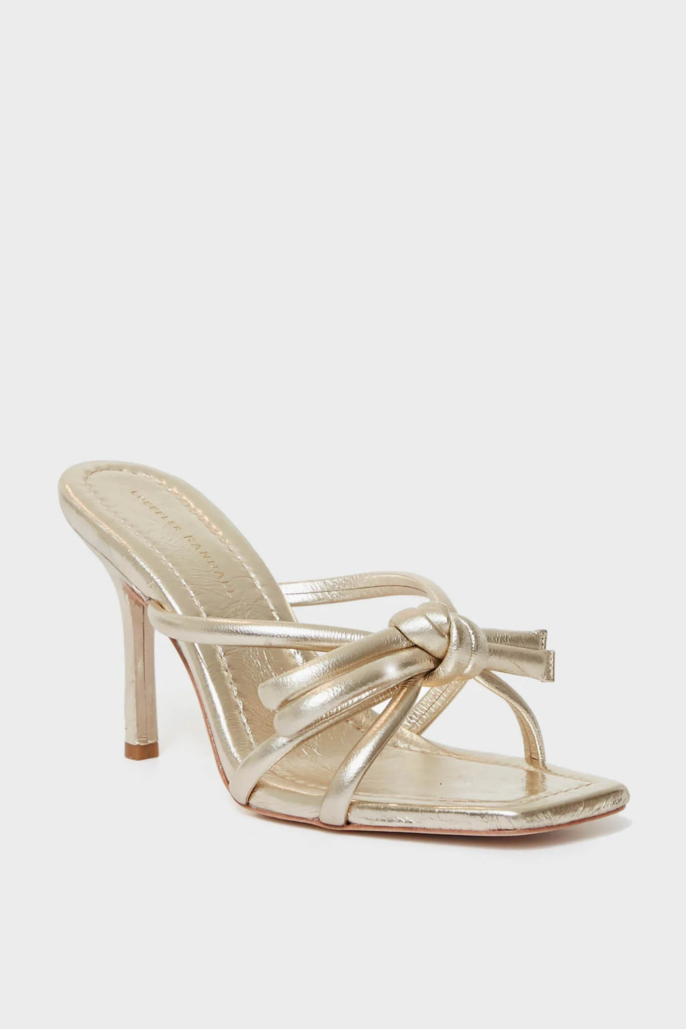 Champagne Margi Leather Bow Heeled Sandals | Tuckernuck (US)