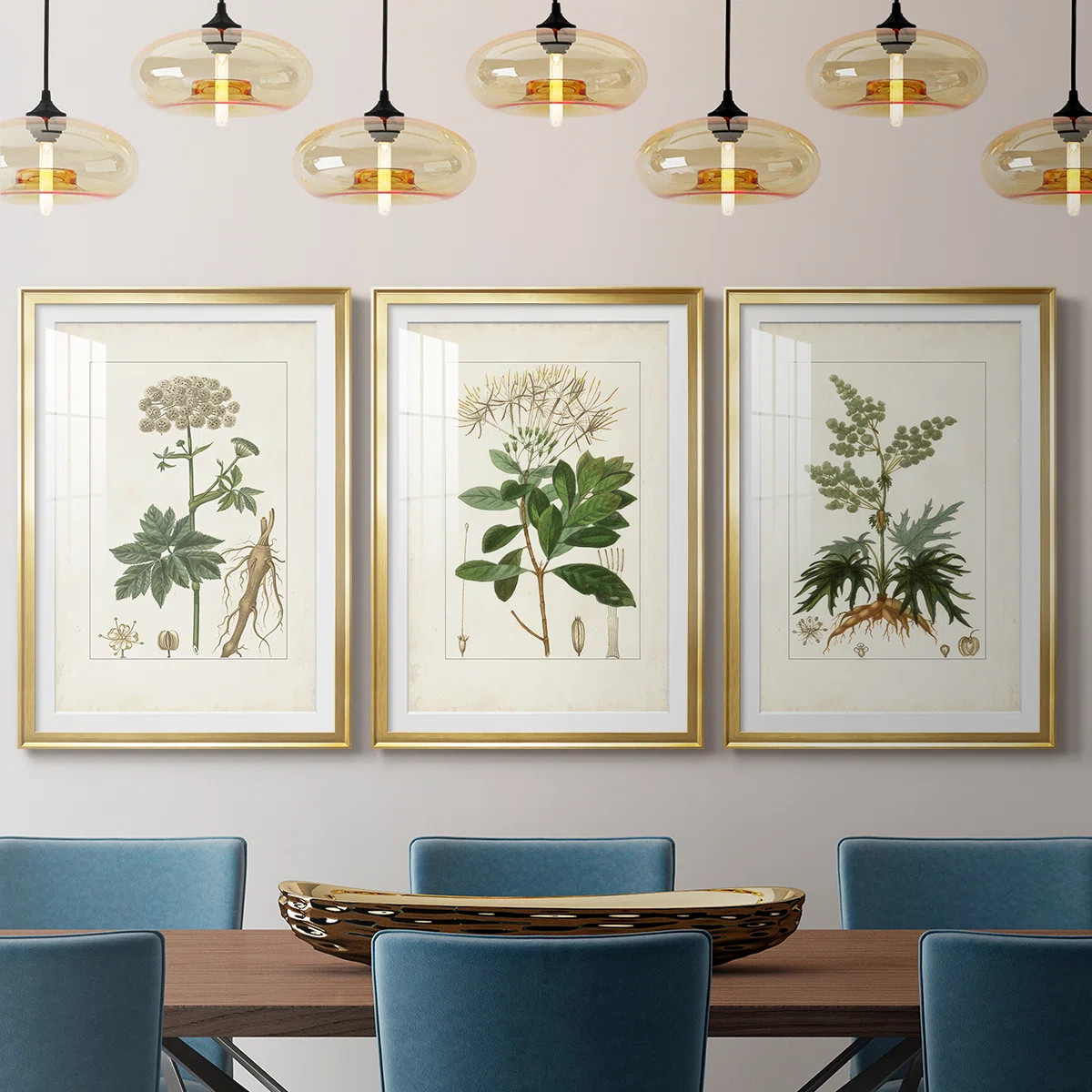 Antique Turpin Botanical I  -Custom Framed  Premium Print W Matt - 3 Pieces (Set of 3) | Wayfair North America