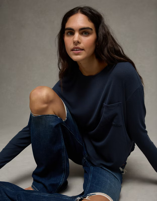 AE Soft & Sexy Long Sleeve Pocket T-Shirt | American Eagle Outfitters (US & CA)