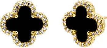 Pave Outlined Four Leaf Clover Stud Earring | Nordstrom