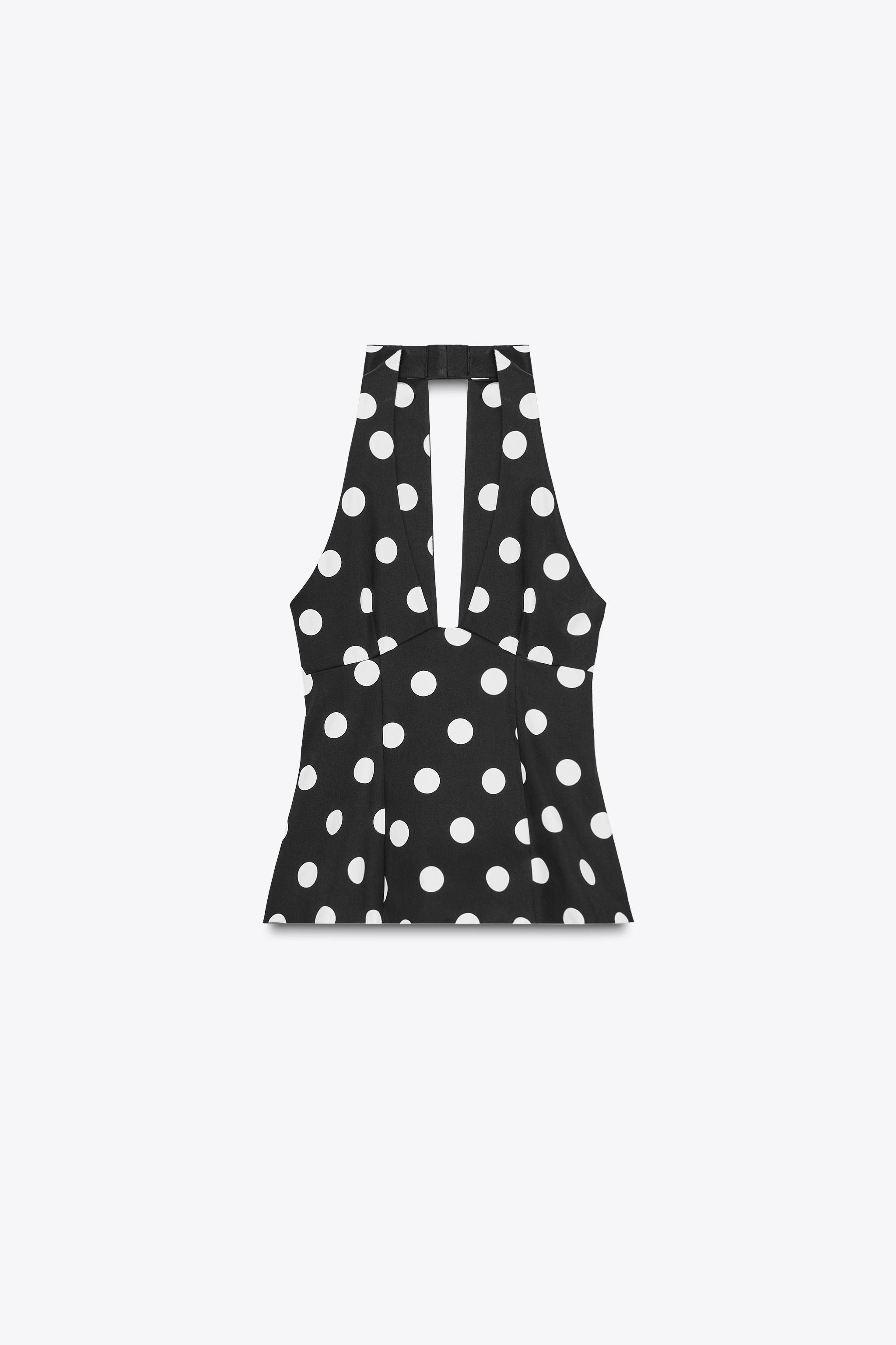 POLKA DOT HALTER BACK BOW TOP | Zara US