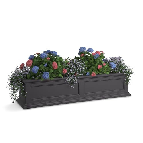 Mayne Fairfield 4ft Window Box, Self Watering Flower Box with Double Wall Design, All Season Fade Resistant Outdoor Window Planter with Steel Mounting Bracket, Graphite Grey | Amazon (US)