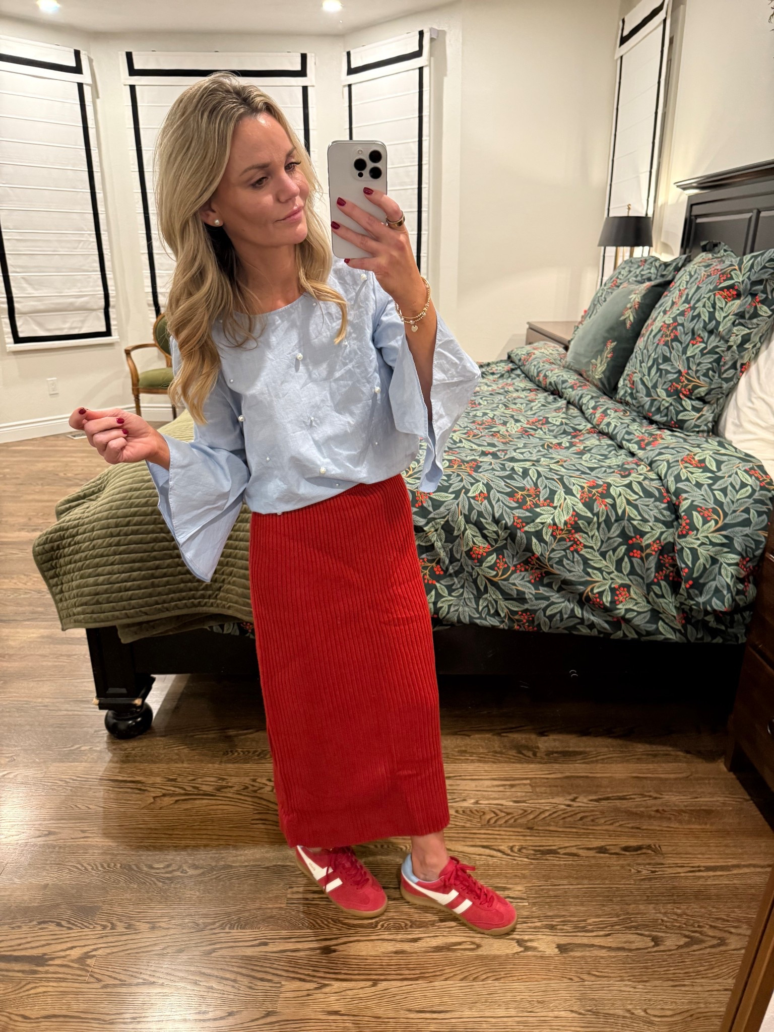 Ole Miss game day outfit.  ❤️ My shirt is a few years old, so I don’t have a link to it. The skirt comes as a set and has a matching sweater top.  Would look so cute for the holidays.  

#LTKHoliday #LTKPetite #LTKStyleTip