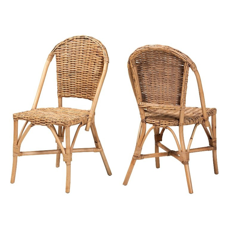 Baxton Studio Neola Modern Bohemian Natural Rattan 2-Piece Dining Chair Set | Walmart (US)