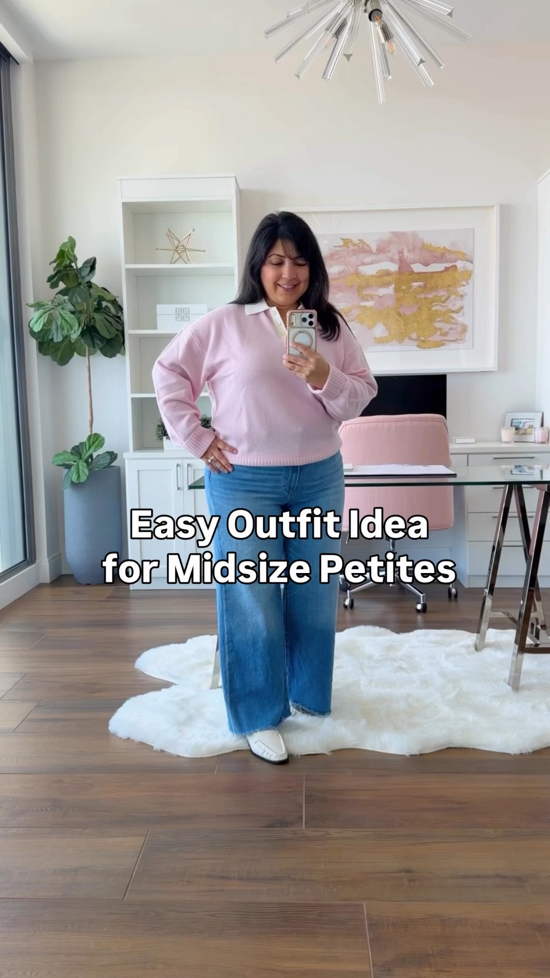 The wide leg jeans that fit everyone are on sale 40% off in this exact color. Perfect for transitioning to spring! 

Spring outfit 2026! J. Crew sweater size large. Paige Anessa wide leg jeans size 32 Petite. J. Crew shoes true to size. 

#LTKPetite #LTKootd #LTKMidsize