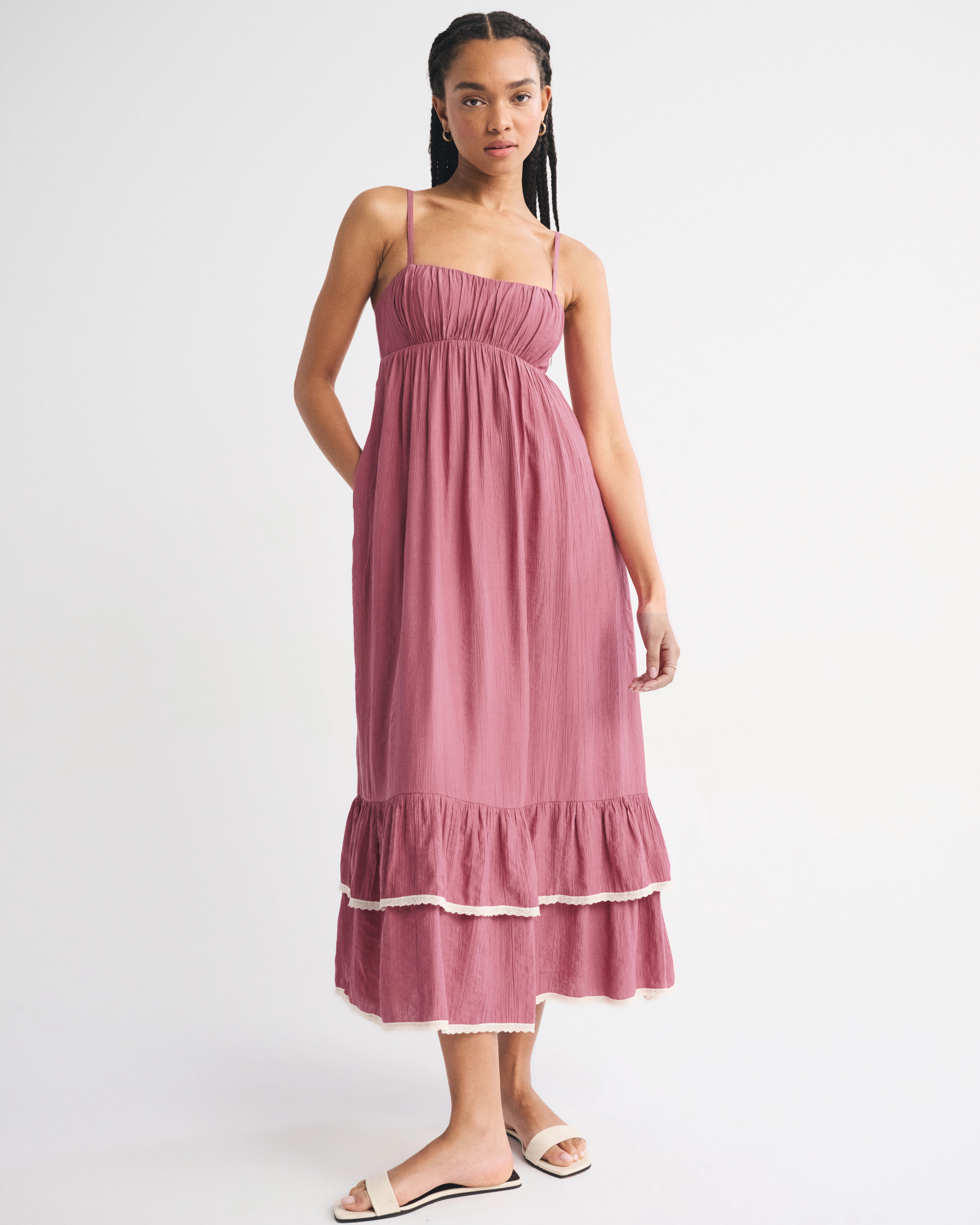 Bra-Free Sweetheart Ruched Flowy Maxi Dress | Abercrombie & Fitch (US)