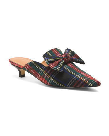 Plaid Carnaby Kitten Heel Mules | TJ Maxx