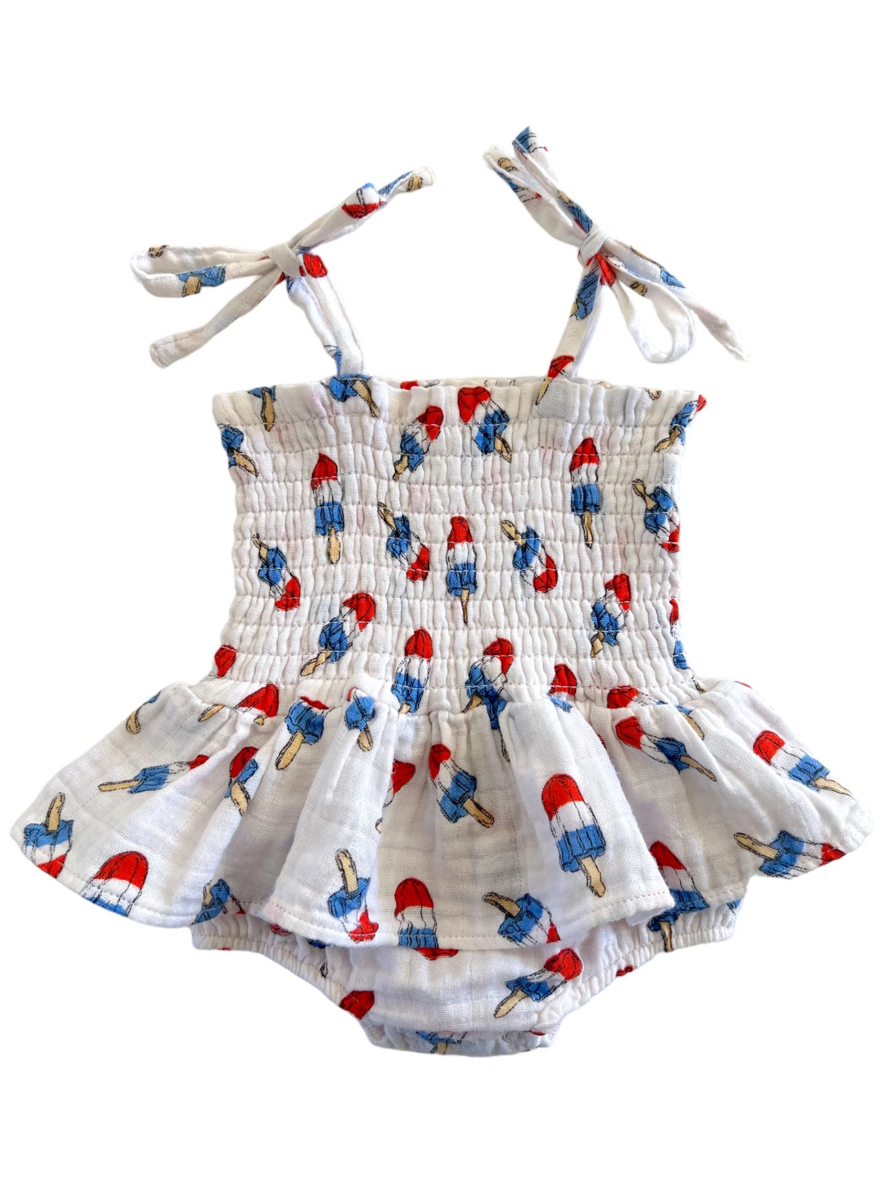 Muslin Smocked Bubble w/ Skirt, Astropops | SpearmintLOVE