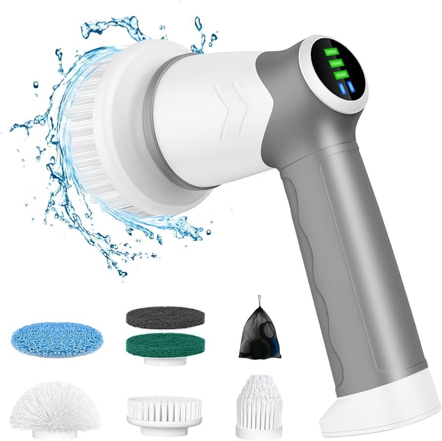 DAESUNG Electric Spin Scrubber, 2024 New Electric Scrubber for Bathroom,6 Replaceable Heads, LED ... | Amazon (US)