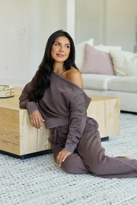 Learn As You Go Brown Off The Shoulder Sweatshirt SALE | Pink Lily