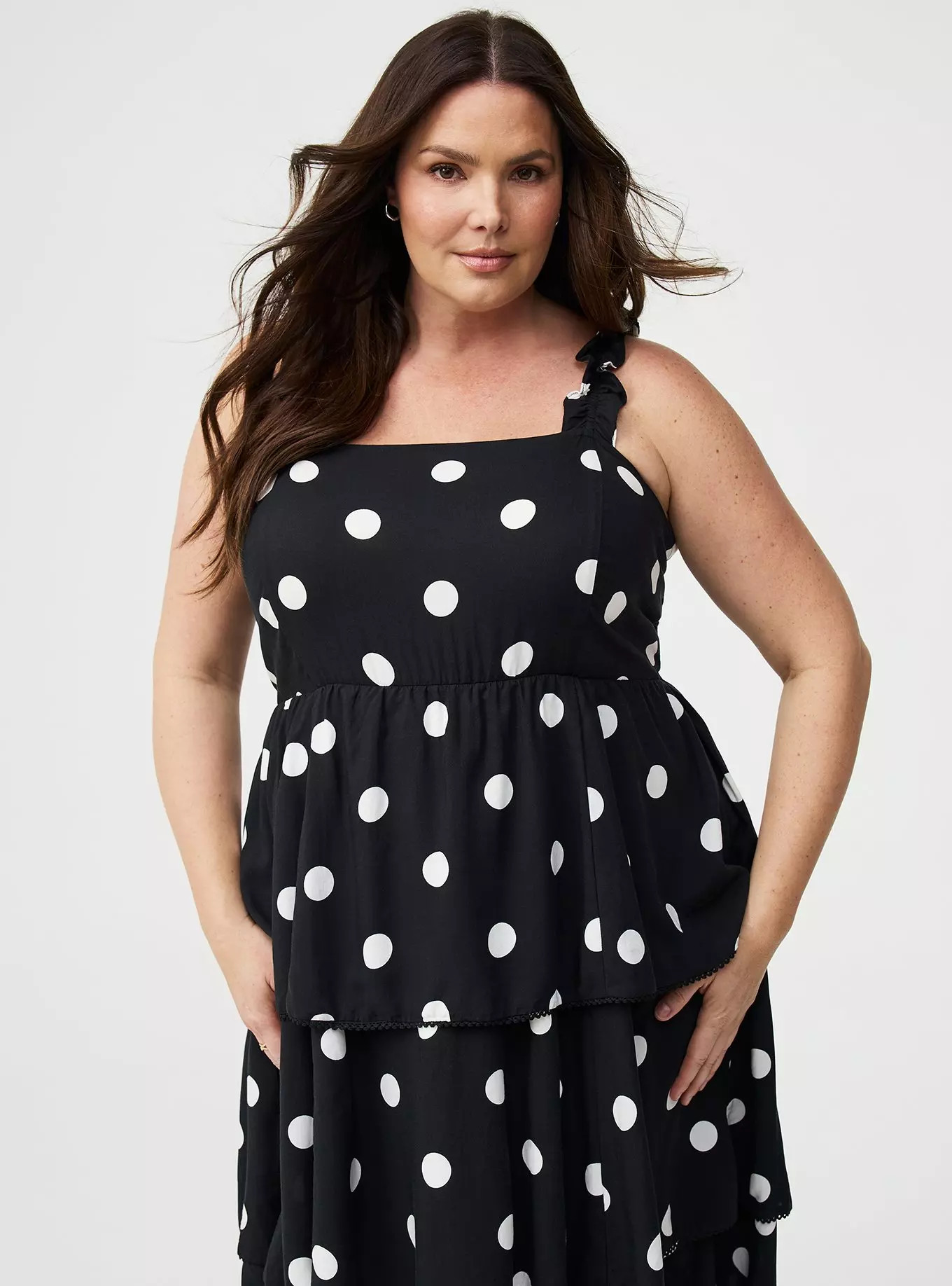 Ruffle Strap Tiered Midi Dress | Torrid (US & Canada)