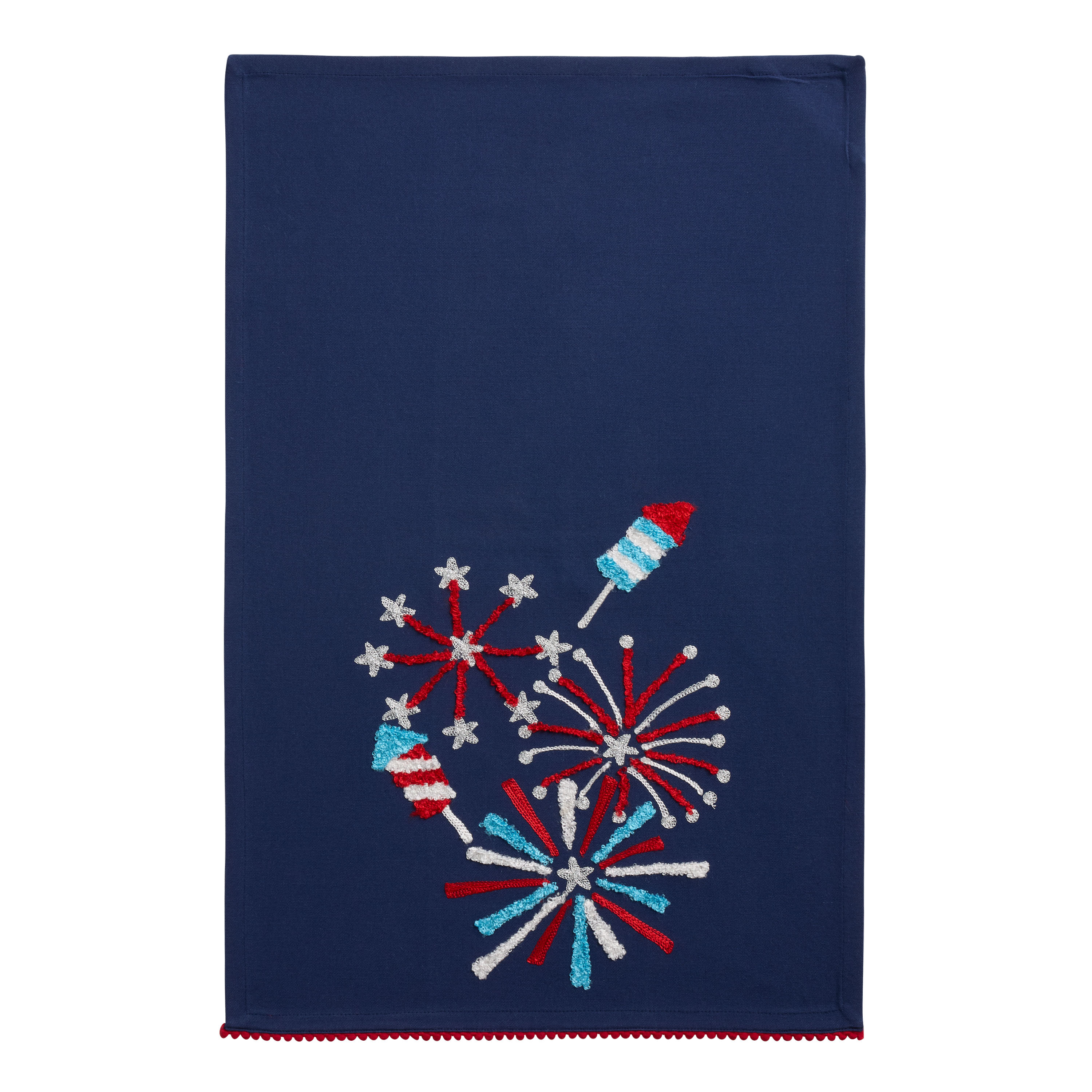 Red, White and Blue Firework Rocket Embroidered Kitchen Towel | World Market