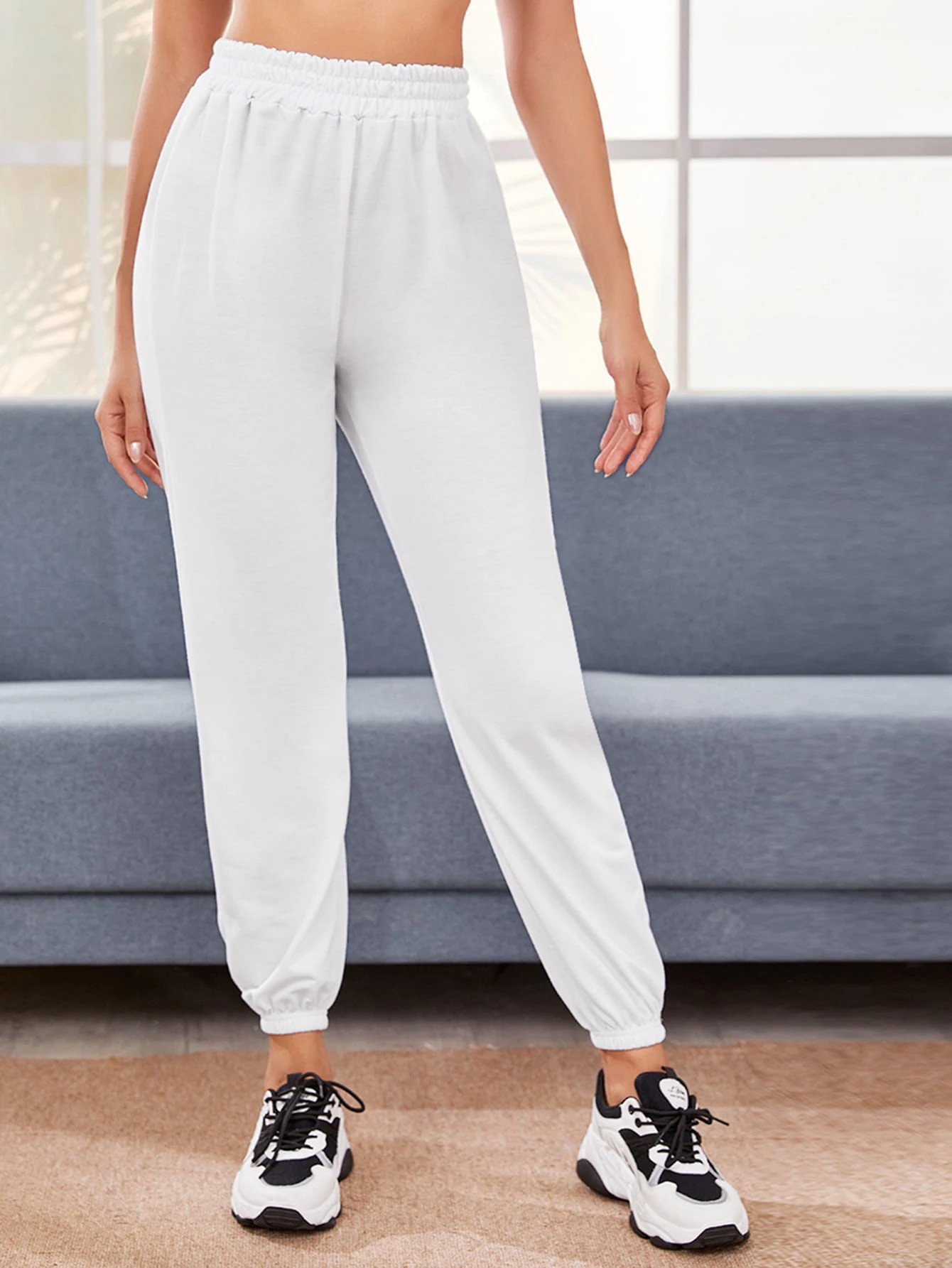 Elastic Waist Solid Sports Pants | SHEIN