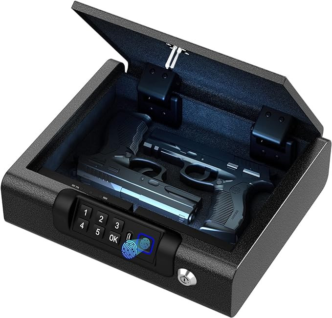 Gun Safe,Biometric Gun Safe for Pistols 3-Ways unlock Safe Fingerprint Digital PIN Key Unlock wit... | Amazon (US)