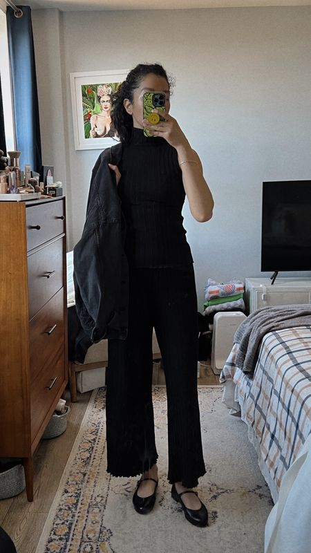 Followed an all white look with an all black one. 

I’m wearing a Simon Miller ribbed pant set here and although this ribbed one is getting harder to find, all their current pant sets are comfy, well-made, and fit the body beautifully! Highly recommend scooping up a set for yourself. 

casual workwear, office style, all black outfit, spring style, capsule wardrobe 

#LTKworkwear #LTKstyletip