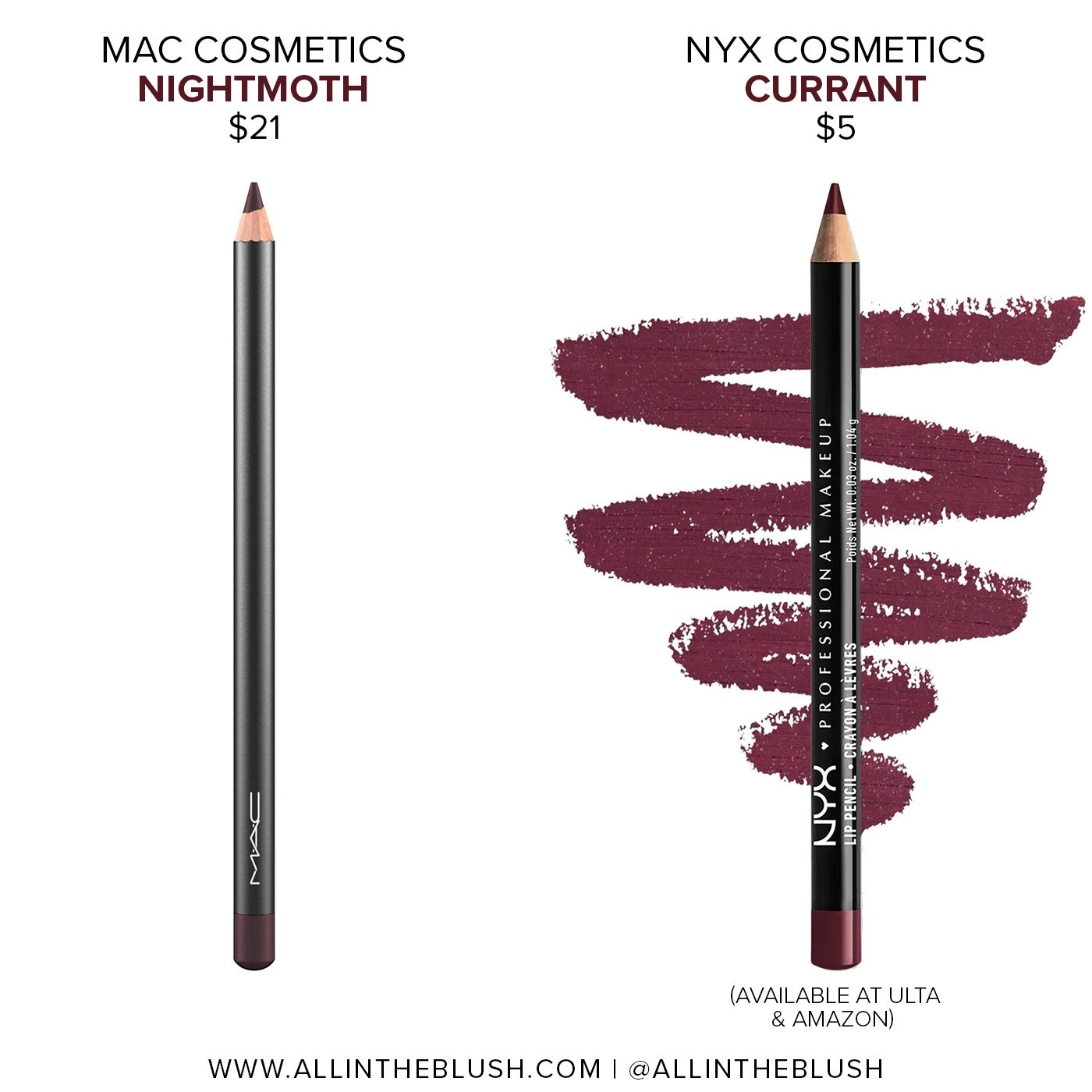 Affordable drugstore alternative for MAC Nightmoth: NYX ‘Currant’ Lip Pencil

#LTKBeauty #LTKSaleAlert #LTKgrwm