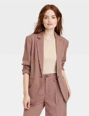 🐻 A New Day Women's Size XXL Oversized Blazer Jacket Brown Plaid NWT | eBay US