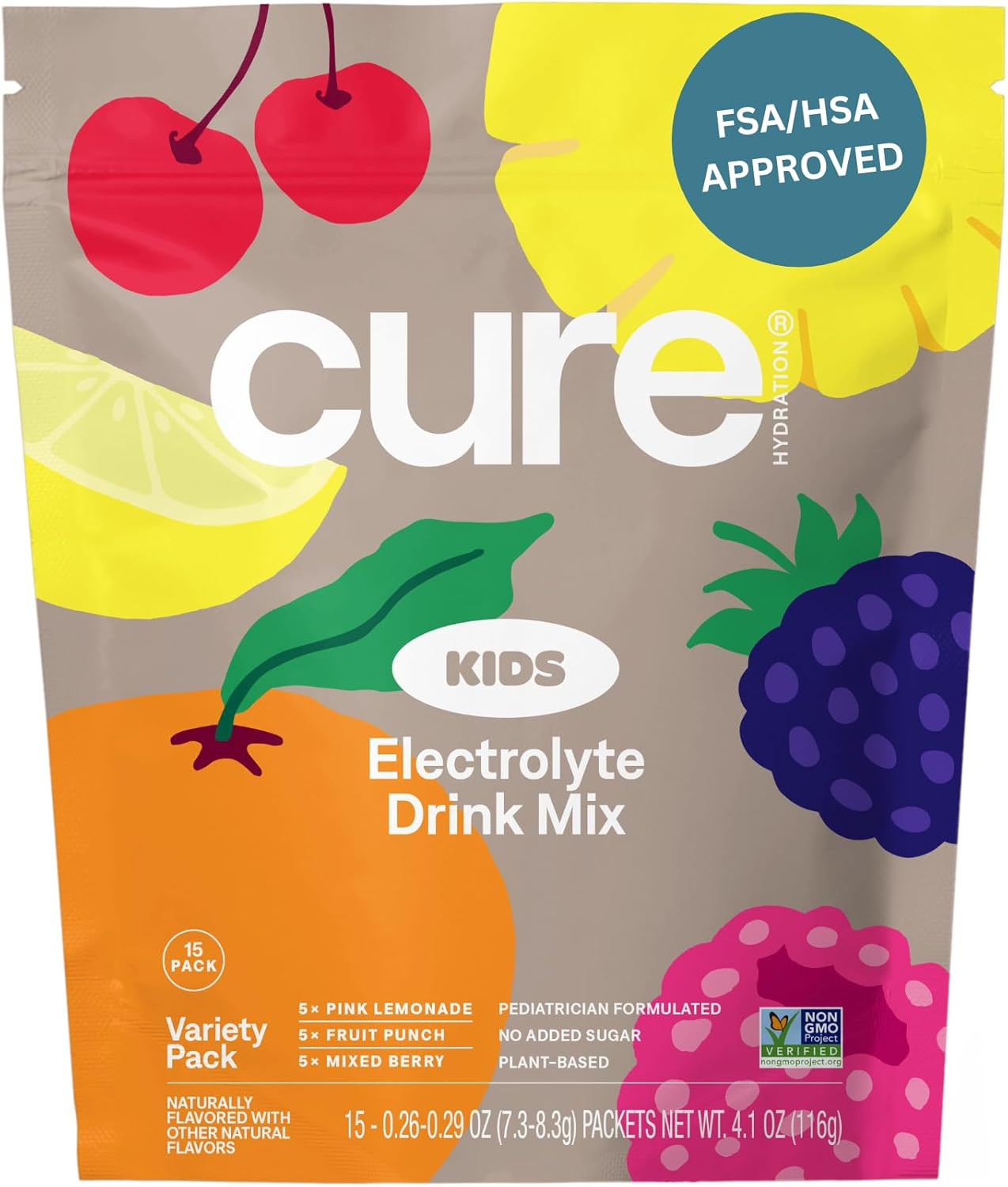 Cure Hydration - Kids Electrolyte Drink Mix | Plant-Based Pediatrician Formulated Rehydration | N... | Amazon (US)