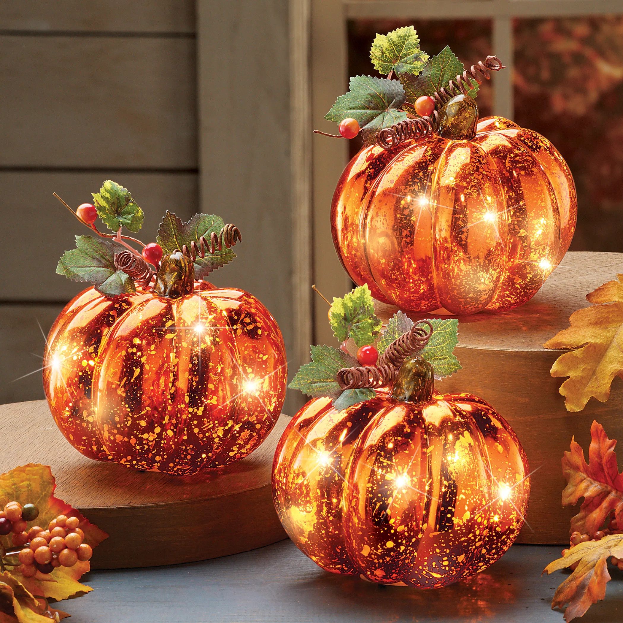 The Holiday Aisle® 3 Piece Annaliese Lighted Harvest Pumpkin Decorative Accent Set & Reviews | W... | Wayfair North America