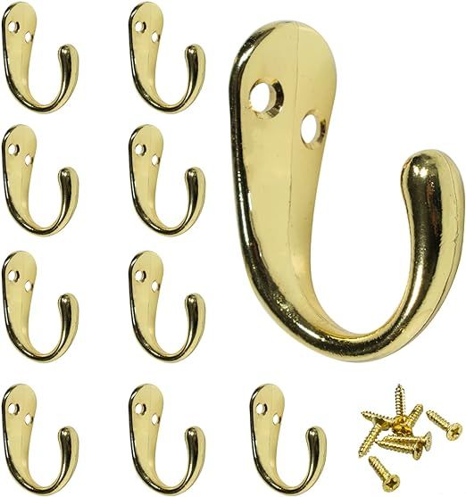 LUPANTER 10pcs Gold Single Prong Robe Hook,Wall Mounted with 20 pcs Screws,for Hanging Hat,Towel,... | Amazon (US)