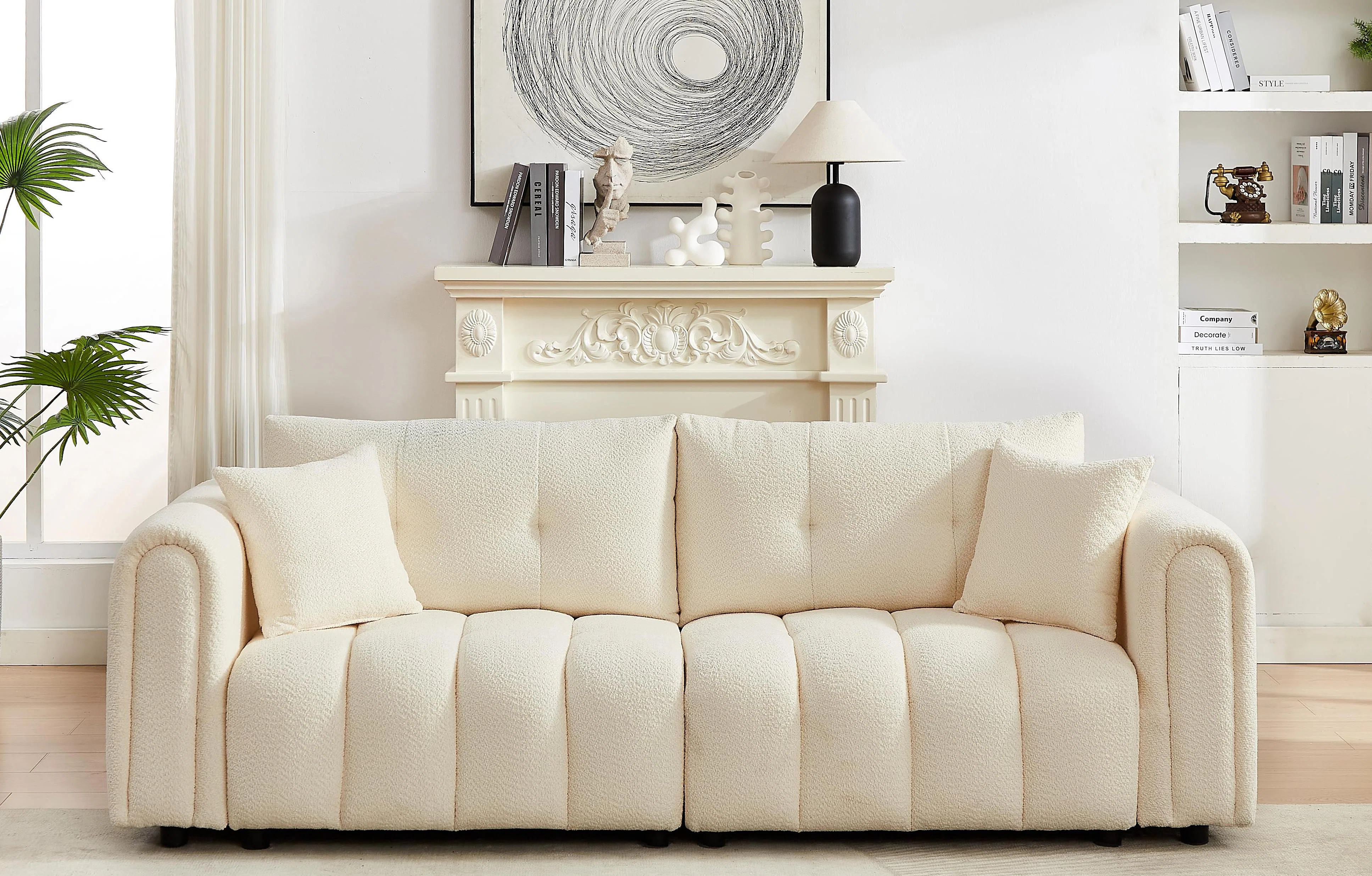 91.5" Modern Tufted Cushion Cloud Upholstered Sofa with  2 Pillows | Wayfair North America