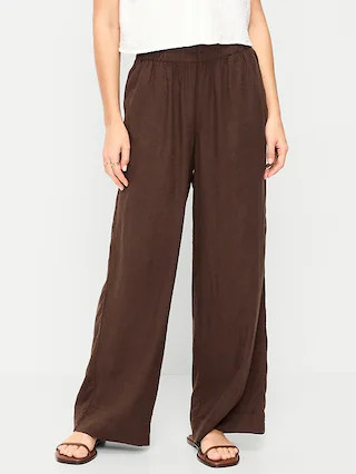 High-Waisted Linen-Blend Super Wide-Leg Pants | Old Navy (US)