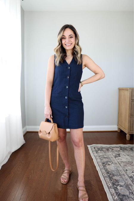 Neutral spring outfits 

Abercrombie dress: petite xxs 
Dolce vita sandals: tts 
Bag is polene un nano 

My measurements for reference: 4’10” 105lbs bust, waist, hips 32”, 24”, 35” size 5 shoe 

#LTKstyletip #LTKSeasonal