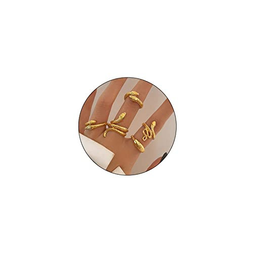 Otxas Gold Snake Ring Adjustable Punk Snake Ring for Women Boho Stacking Rings Set Vintage Goth Gold Snake Ring Jewelry (gold-style2) | Amazon (US)
