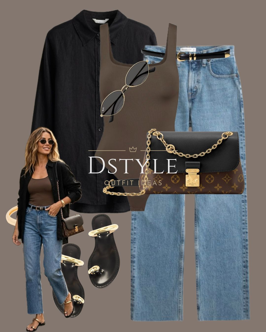 Blue jeans and a black button-down is always a yes 🕶️ Accessorized with gold hardware and a classic monogram bag. Your new daily uniform is here.
Tags: Casual Outfit, Designer Bag, Denim Style, Minimalist Fashion, Everyday Look.

#LTKootd