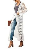 Womens lace Kimonos Cardigan Long Kimono White lace Kimono with 3/4 Sleeves (914,White) | Amazon (US)