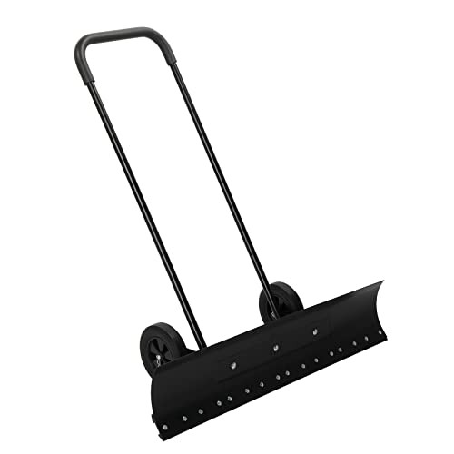 TUFFIOM Snow Pusher Shovel for Driveway with Wheels,39" Wide Heavy Duty Push Snow Plow Shovel, Wheeled Rolling Snow Shovels for Snow Removal Adjustable Angle & Height Handle | Amazon (US)