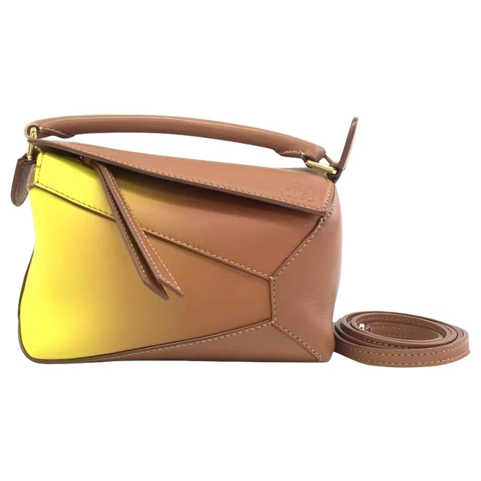 Loewe x Paula's Ibiza Degrade Puzzle Edge Mini Leather Lemon & Tan Crossbody Bag | 1stDibs