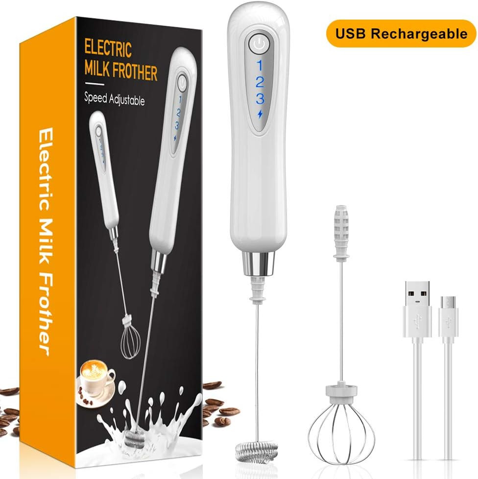 EZCO Milk Coffee Frother Rechargeable, 3 Adjustable Speeds Handheld Electric Milk Foam Mixer Make... | Amazon (US)