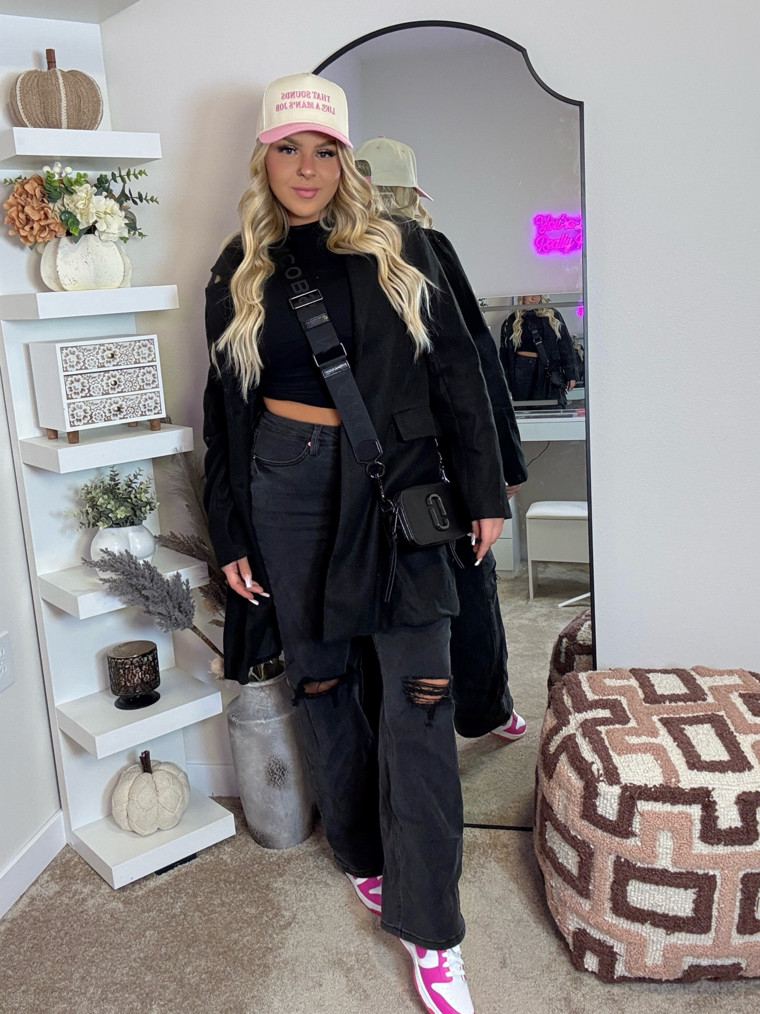 I’m so in love with this street wear type outfit 💕 I linked a few options for hats that would be cute with this. The exact jeans are sold out but I tagged the exact pair and then a few pairs that are almost exactly the same! I LIVE by these jeans. They fit like a glove. Also, the Nikes I’m wearing are in laser pink but I can’t find them so I linked a pink pair that would be cute as well! Wearing a medium in the jacket🤍🤍🤍

#LTKHoliday #LTKGiftGuide #LTKBeauty