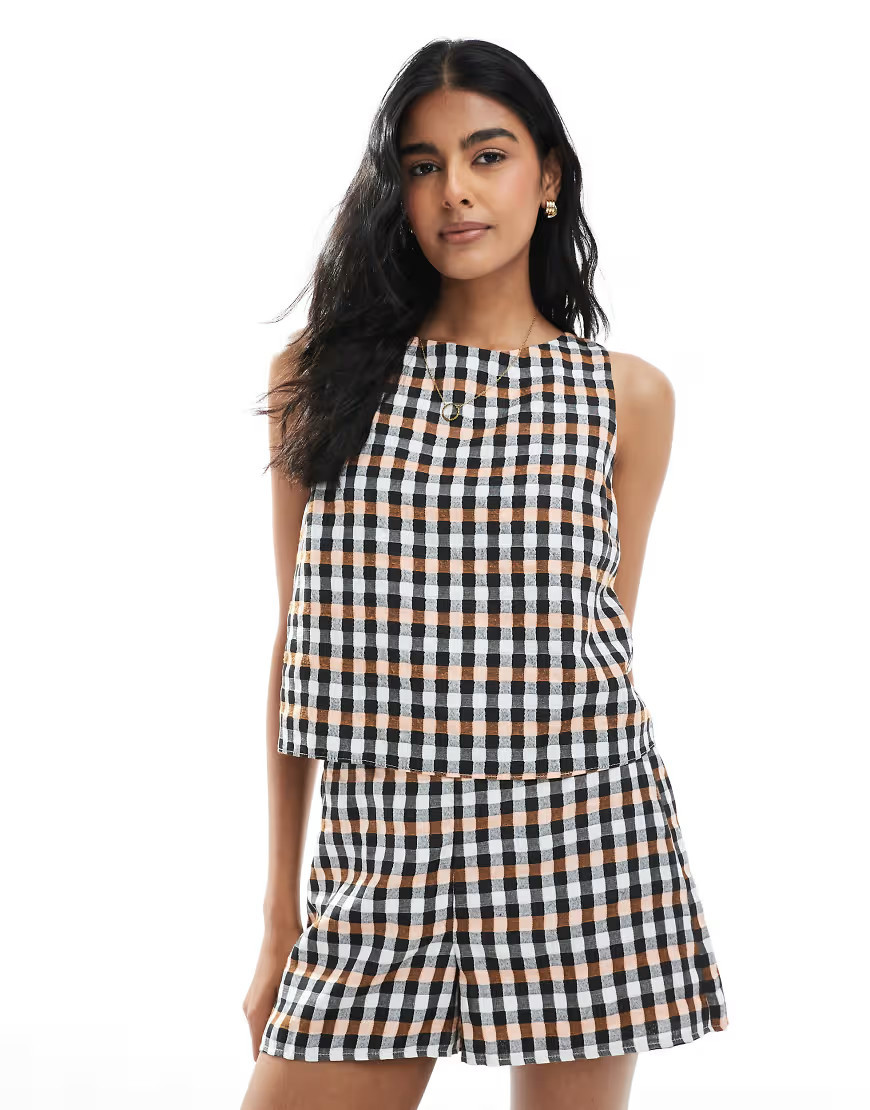ASOS DESIGN sleeveless top in gingham - part of a set-Multi | ASOS (Global)
