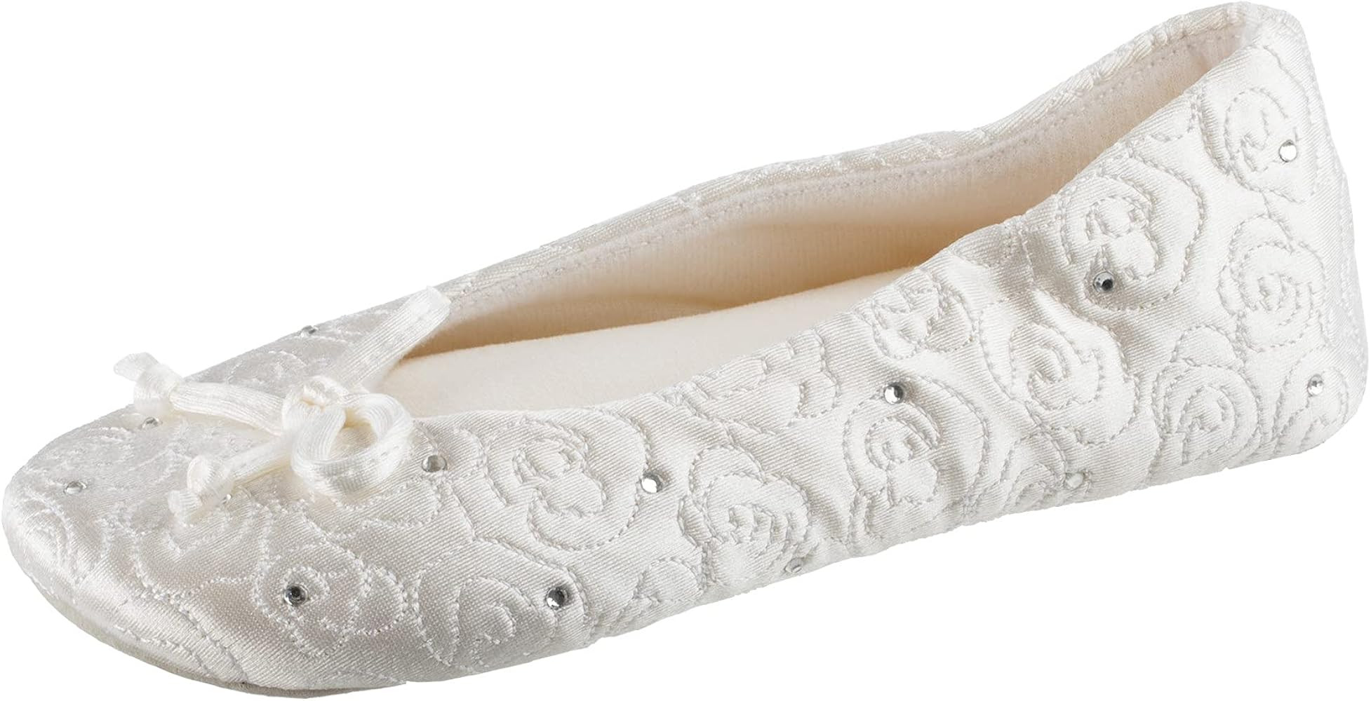 Isotoner Women's Ballerina Slippers with Terry Lined and Rose Quilt Ballet Flat | Amazon (US)