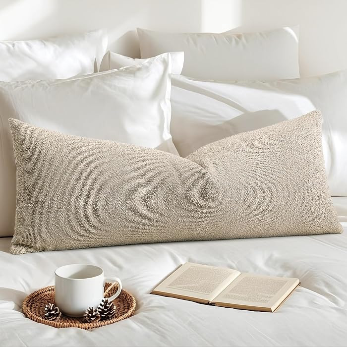 OTOSTAR Set of 1 Textured Boucle Long Lumbar Throw Pillow Cover Rectangle Pillow Case Cozy Soft D... | Amazon (US)
