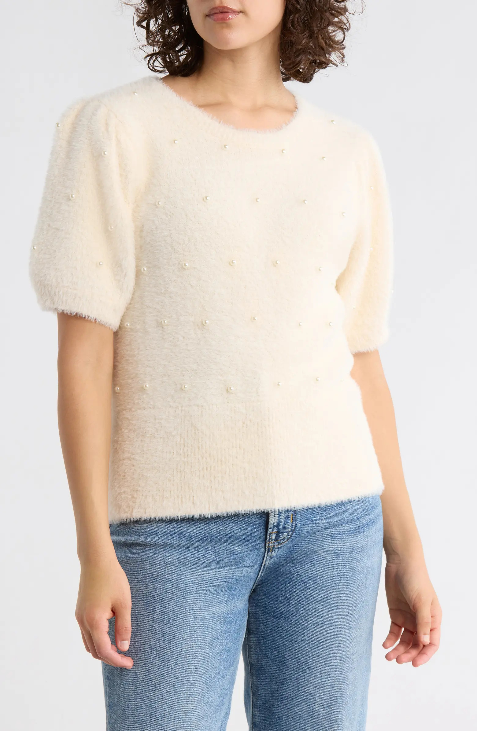 Adrianna Papell Faux Pearl Embellished Sweater | Nordstromrack | Nordstrom Rack