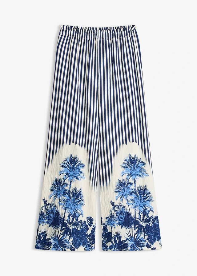 Palazzo broek van een soepele viscosemix blauw-wolwit gestreept | Bonprix NL (Influencer)