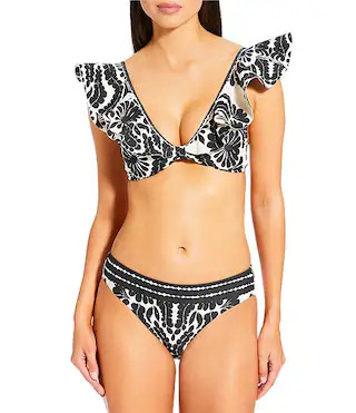 Antonio Melani Talavera Bonded Ruffle V-Neck Bralette Swim Top & Classic Hipster Swim Bottom | Di... | Dillard's