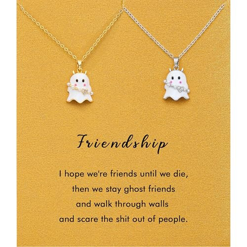 RZKING BFF Necklace for 2, Ghost Pendant Necklace Friendship Gifts for Women (Ghost) | Amazon (US)