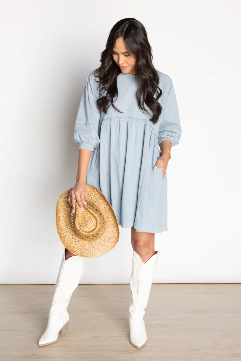 Making the Cut Dusty Blue Dress | Apricot Lane Boutique