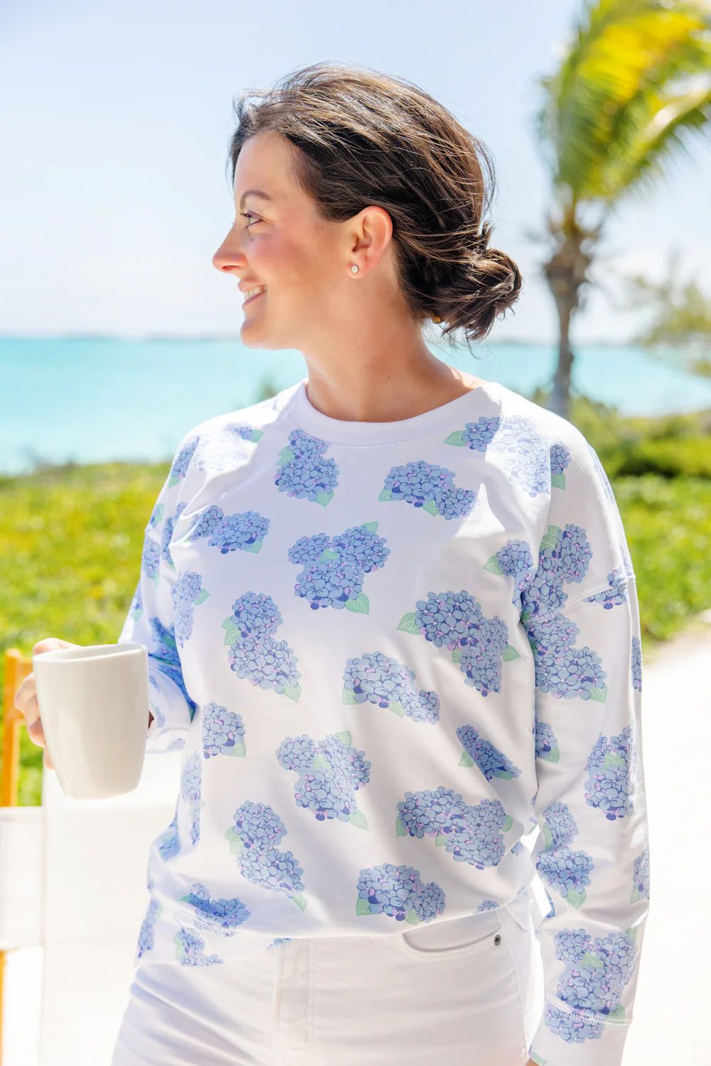 Cassidy Comfy Crewneck (Women's) - Happiest Hydrangeas | The Beaufort Bonnet Company