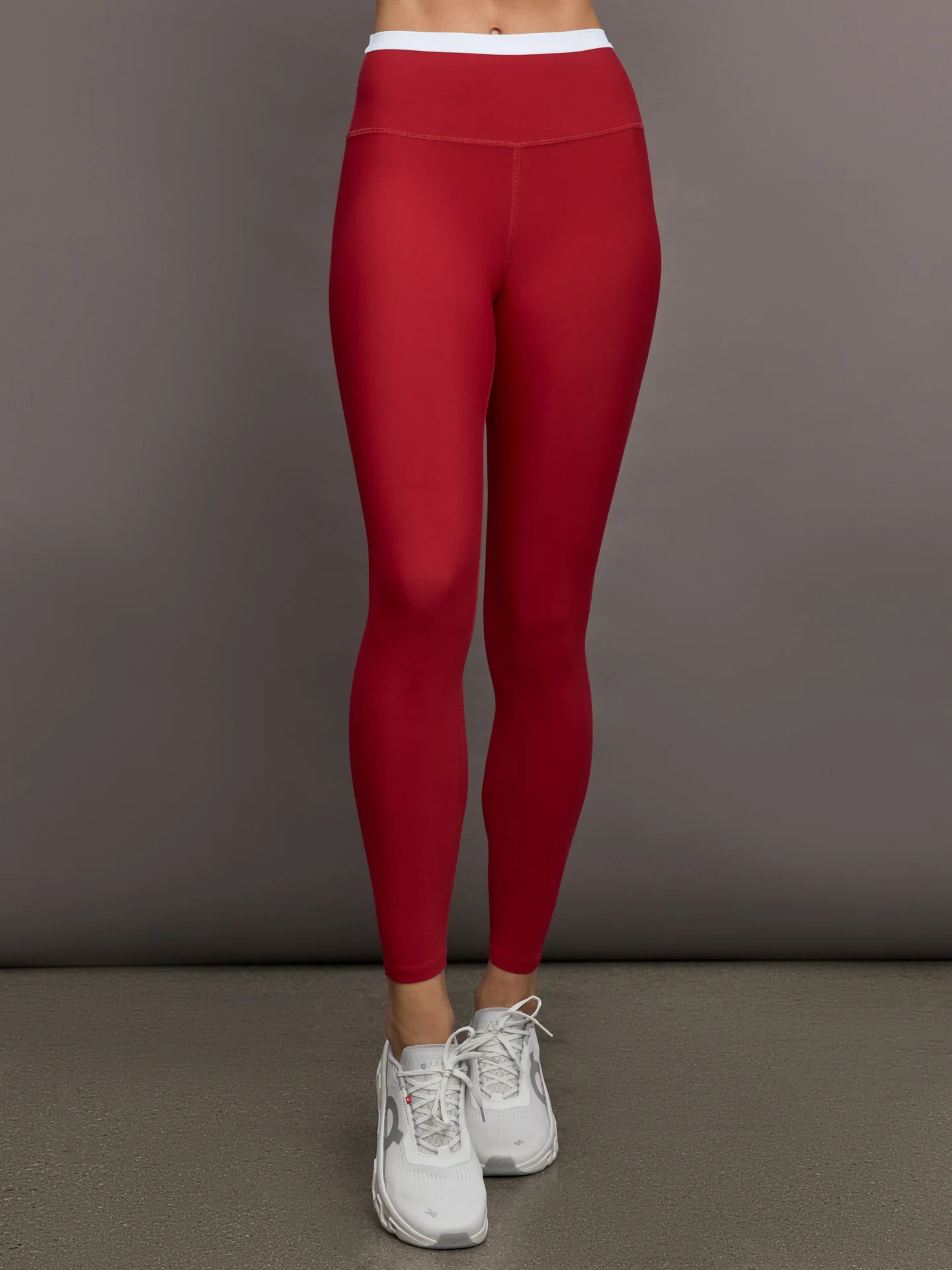 Contrast Waistband Legging in Melt - Cherry Red/White | Carbon38